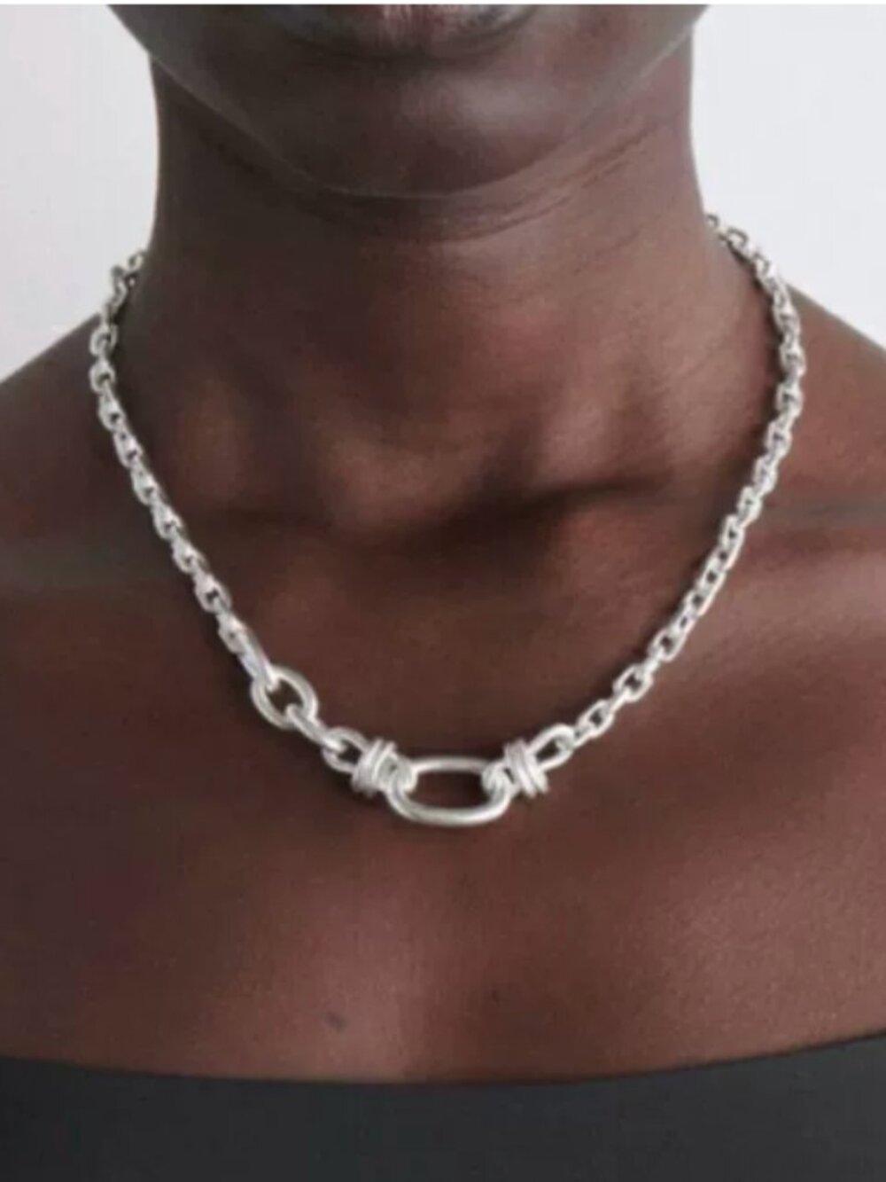 NEW COS Mismatched Chain Necklace Silver